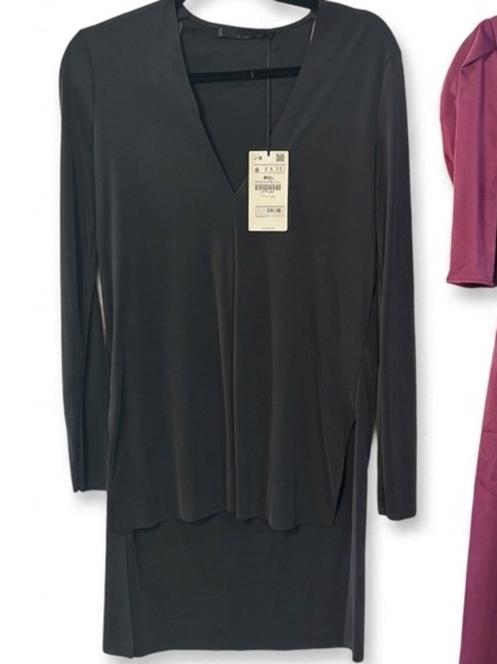 Zara Black Long-Sleeve V-Neck Dress